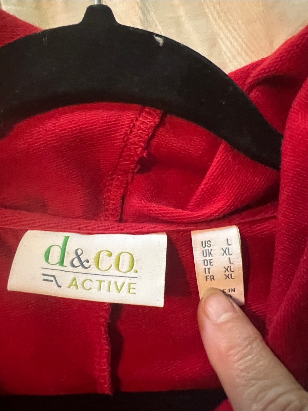 Denim &Co Red Zip Front Hooded Jacket - Picture 3 of 3